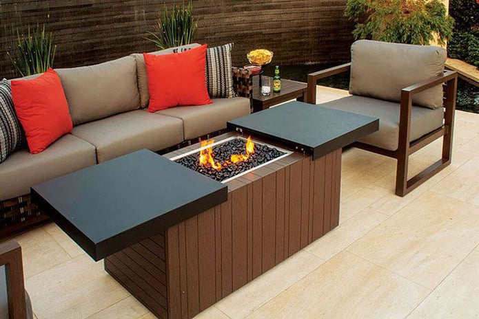 48"x24" Functional Fire Pit - Smooth Black Top
