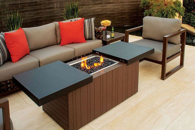 48"x24" Functional Fire Pit - Smooth Black Top