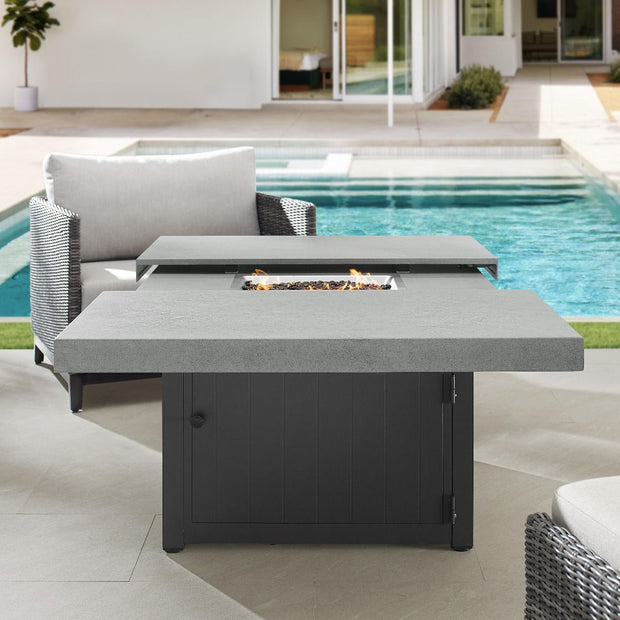 42" Square Functional Fire Pit - Smooth Concrete Top