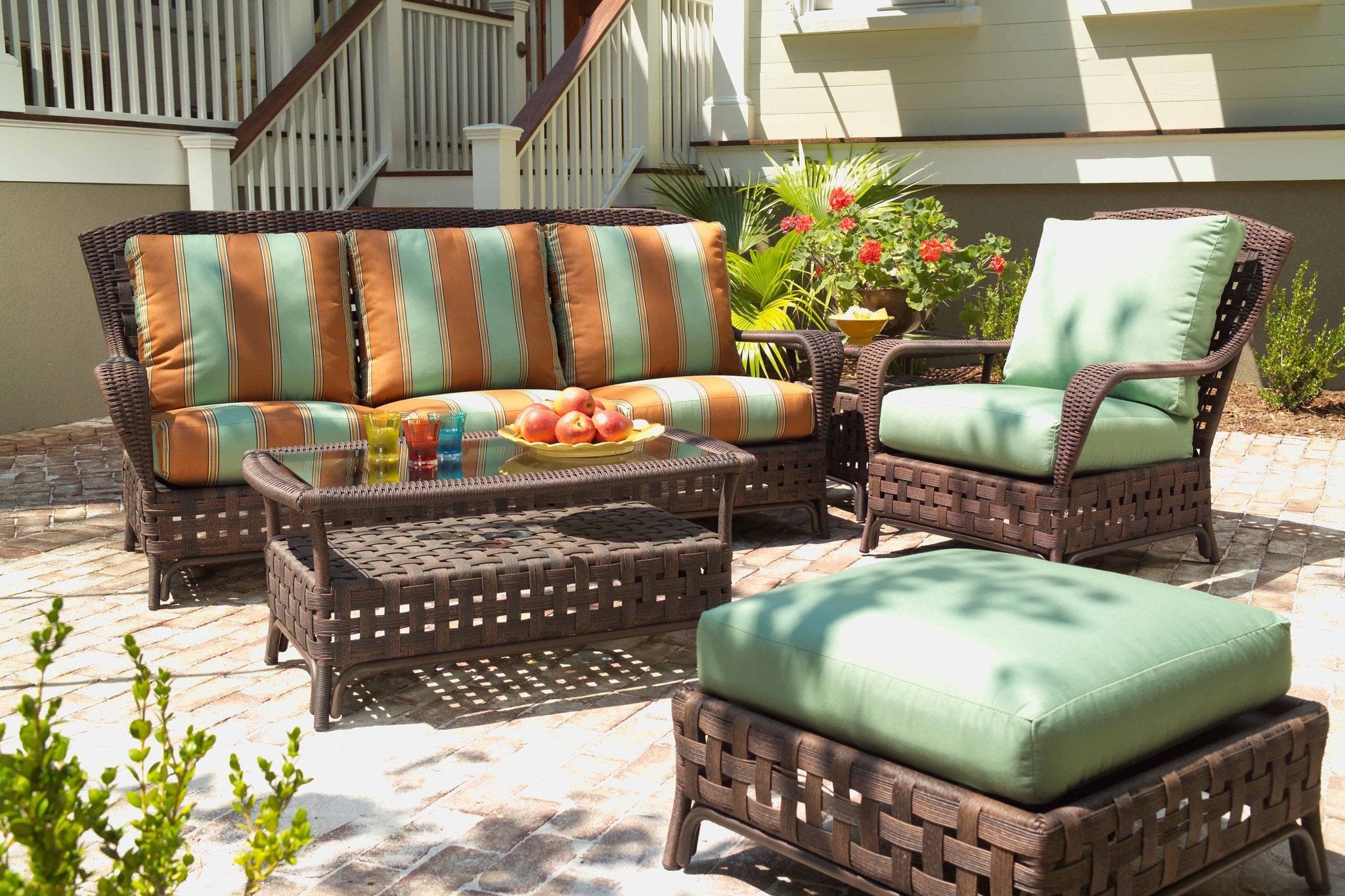 outdoor furniture, patio furniture, outdoor tables, patio sets, wicker patio furniture, wicker ottoman